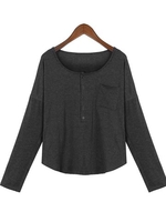 Solid Pockets Casual V-neck Long Sleeve Women Blouse