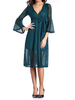 Solid Sexy V Neck Hollow Out Trumpet Sleeve Women Dresses