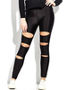 Solid Skinny Elastic Ripped Hollow Out Slim Women Legging