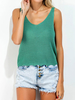 Solid Sleeveless O Neck Irregular Hem Women T-Shirts