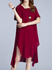 Solid Square Collar Double Slits Women Casual Dresses
