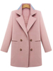 Solid Straight Double Breasted Patchwork Pocket Woolen Coat