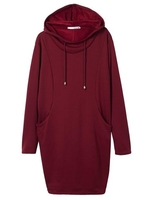 Solid Thicken Hooded Casual Pullover Sweatshirt Dress