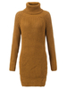 Solid Turtleneck Loose Women Long Sleeve Split Knitted Pullover Sweater