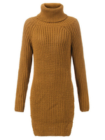 Solid Turtleneck Loose Women Long Sleeve Split Knitted Pullover Sweater
