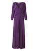 Solid V-Neck Three Quarter Sleeve Maxi Dress