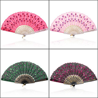 Spanish Style Embroider Folding Hand Flower Fan Wedding Party 5 Colors