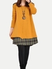 Splicing Check Grid Long Sleeve Loose Women Dress