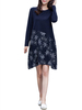 Splicing Floral Printed Women Long Sleeve Vintage Dress