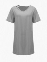 Split Pure Color Loose Cotton Casual Loose Mini Dress