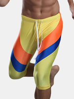 Sport High Elastic Slim Tight Swimsuits Running Quick Drying Knee Length Trunks for Men