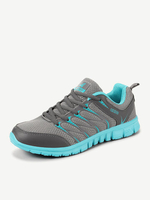 Sport Mesh Color Match Stripe Lace Up Flat Casual Shoes