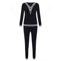 Sport Women V Neck Stripe Patchwork Long Sleeve Sweatshirts
