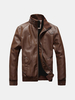 Spring Autumn Fashion Casual Button Cuff Collar PU Leather Jackets for Men