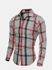 Spring Autumn Mens Casual Checks Pattern Long Sleeved Dress Shirts