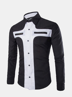 Spring Autumn Mixed Colors Zipper Chest Pockets Long Sleeve Dress Shirts for Men