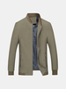 Spring Autumn Solid Color Rib Cuff Embroidered Logo Stand Collar Jackets for Men