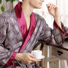 Spring Casual Cool Thin Long Sleeve Home Silk Soft Printing Sleepwear Robes for Men