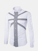 Spring Fall Cotton Long Sleeve Rice-shape Two-tone Plaid Dress Shirt for Men