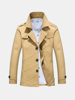 Spring Fall Epaulets Single-breasted Jacket Washed Cotton Suit Collar Outwear for Men