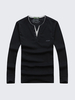 Spring Fall Mens Casual V-neck Cotton Tops Loose Button Fasion Long Sleeve T-shirts