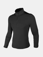 Spring Fall Mens Half Zipper Stand Collar Long Sleeve Base Pure Color Cotton Sweaters