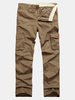 Spring Fall Mens Solid Color Outdoor Casual Trouers Cotton Multi-pocket Cargo Pants