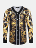 Spring Fashion 3D Printing Vintage Style V Neck Sport Baseball Jackets Coats for Men