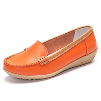 Spring Leather Comfortable Wedge Heel Soft Casual Shoes