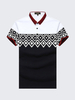 Spring Mens Geometric Patterns Patchwork Turndown Collar Business Casual Cotton T Shirts
