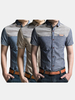 Spring Stitching Mixed Colors Cotton Breathable Short Sleeve Shirts for Men