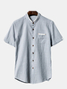 Spring Summer Mens Breathable Flax Solid Color Short Sleeve Casual Shirts