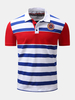 Spring Summer Polo Shirt Stripe Printing Short Sleeve Casual Business Tops for Men