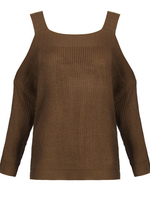 Square Collar Sling Strapless Asymmetrical Loose Knit Sweater