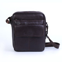 Square Genuine Leather Crossbody Bag Big Capacity Solid Shoulder Bag For Man