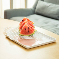 Square Grid Drain Tray Hollow Lattice Fruit and Vegetable Plate Kitchen Tools