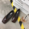 Square Heel Pure Color Slip On Flat Shoes For Women