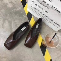 Square Heel Pure Color Slip On Flat Shoes For Women