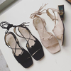 Square Peep Toe Cross Strappy Lace Up Sandals For Women
