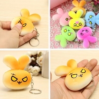 Squishy Rabbit Bunny Face Cute Evil Love Random Color Emoji Key Chain Phone Bag Strap Decor Gift