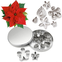 Stainless Steel Cake Decorating Tools Cookie Cutters Big Rose Flower Leaves Mould Set Baking Molds