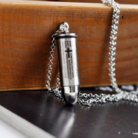 Stainless Steel Cross Pendant Scripture Bullet Men Pendant Jewelry for Necklace