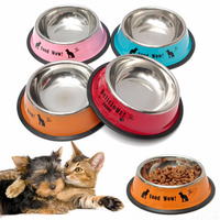Stainless Steel Dog Feeding Bowl Food Dish Drink Water Bowl Non Slip Cat Puppy Pet Colorful