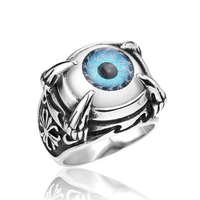 Stainless Steel Punk Dragon Claw Evil Eye Eyeball Ring
