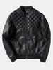 Stand Collar Synthetic PU Leather Jackets for Men