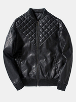 Stand Collar Synthetic PU Leather Jackets for Men
