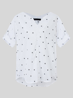 Star Printing 3/4 Sleeve V-Neck Irregular Loose Women Blouses