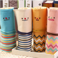 Stationery Students Casual Canvas Smile Roll Pencil Case Pen Brush Bag