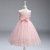 Stereoscopic Flower Bowknot Sleeveless O-neck Princess Dress For Kids Girls