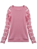 Stitching Lace Hollow Sleeve Crochet Long Sleeve Women Blouses